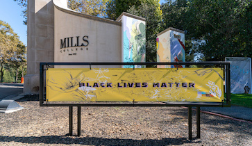 Cristine Blanco and Yétúndé Olagbaju, Converging Flora, 2020, Digital print on vinyl, Mills Public Art Initiative